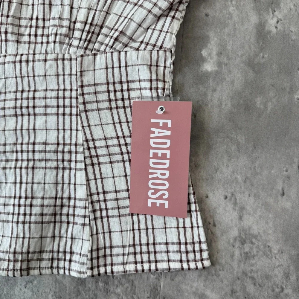 Faded Rose Shirt Womens L Brown Plaid Button Up Fitted Blouse Y2K Preppy NWT